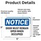 Signmission Door Must Remain Open When Occupied, 5 in W x Rectangle, Vinyl Decal OS-2PACK-NS-D-35-L-11508 - alternate 2